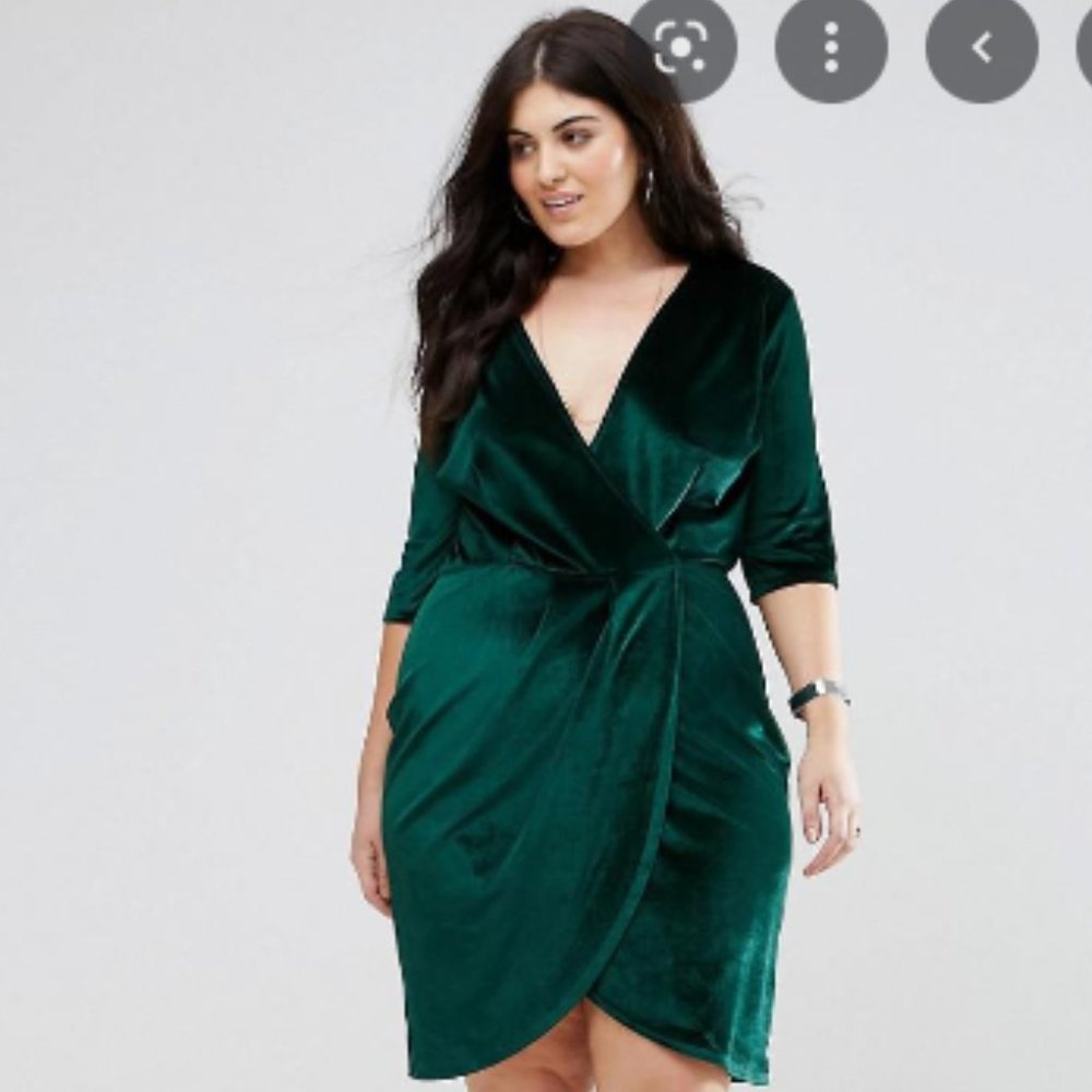 ASOS Club L London Velvet Wrap Front Dress